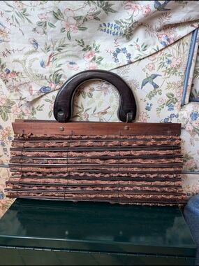 Vtg Wood Twig Purse